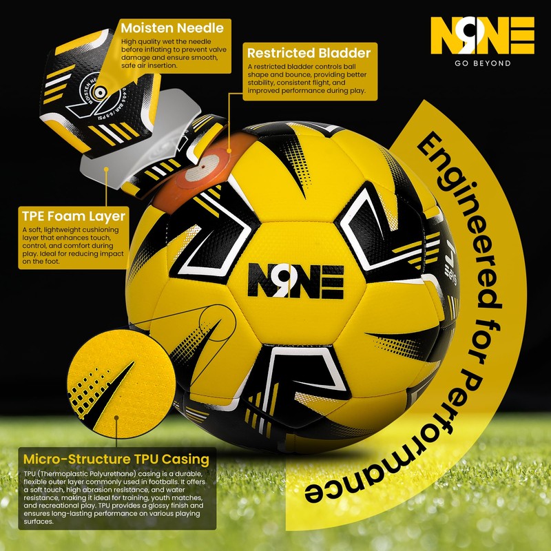 NINE Premium Quality Footballs Striker - Size 3, 4, 5