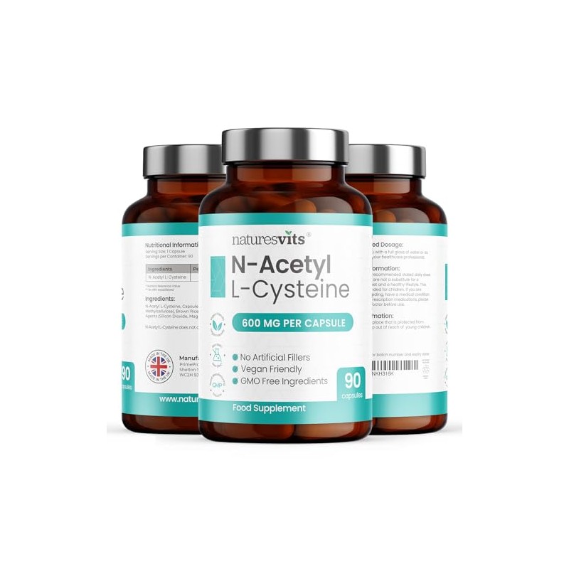 NAC Supplement, 600mg - 90 N-Acetyl-Cysteine Capsules- Vegan Friendly Amino