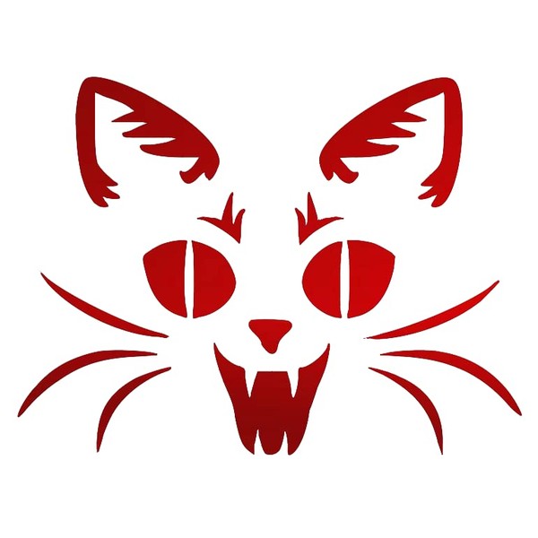 Evil Cat Face Stencil Halloween Pumpkin Carving 8" x 10"