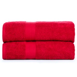 Ample Decor 100% Cotton Bath Towels for Bathroom 137 CM X 76 CM 600 GSM Soft Absorbent - 2pcs Red