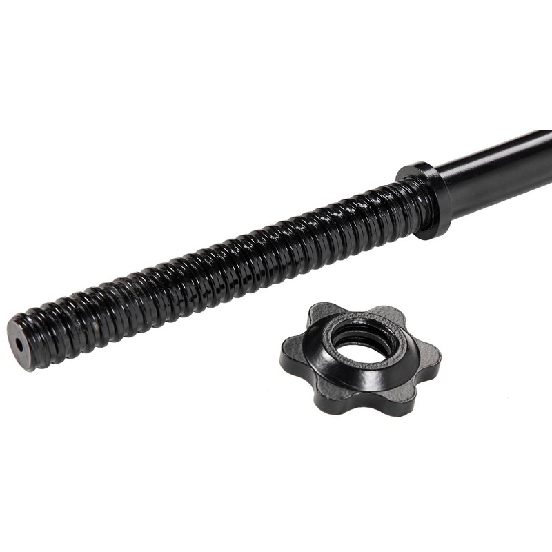 Signature Fitness Standard Threaded Curl Barbell Curl Bar with Collars,