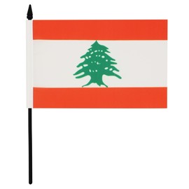 AZ FLAG Lebanon Table Flag 5'' x 8'' - Lebanese Desk Flag 21 x 14 cm - Black plastic stick and base