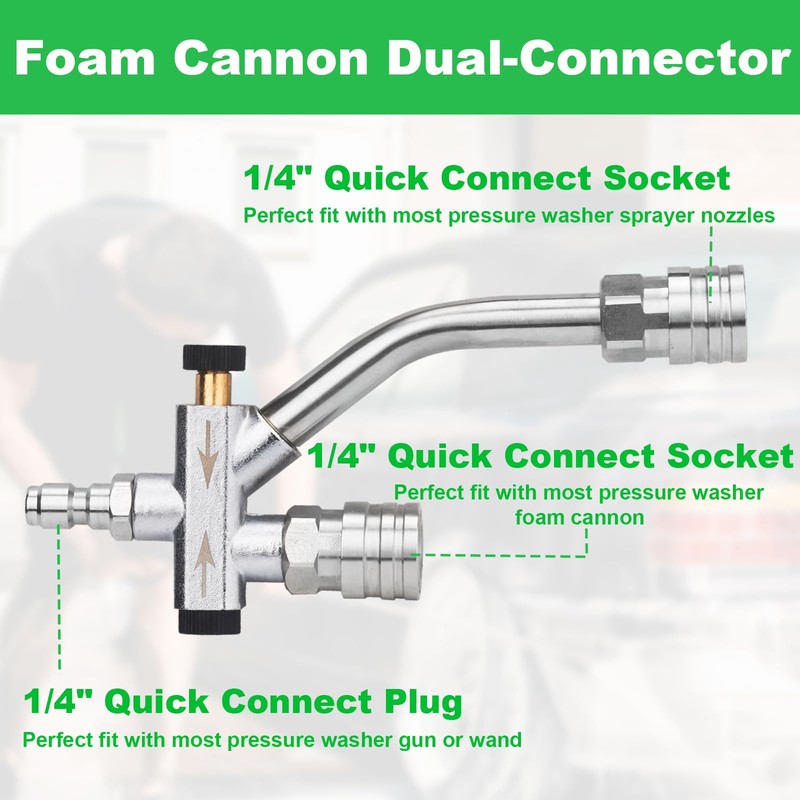 DUSICHIN Short Pressure Washer Gun Foam Cannon Nozzle Dual Connector