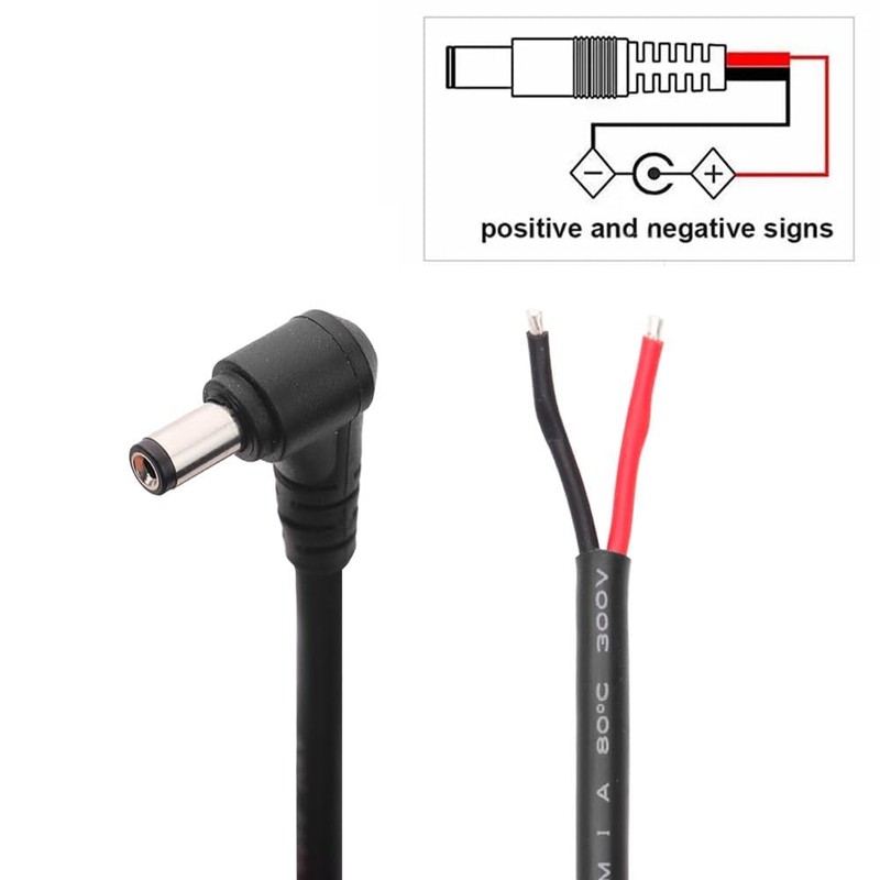 PENGLIN 2PCS 14AWG Right Angle DC Power Pigtails Cable, 5.5mm