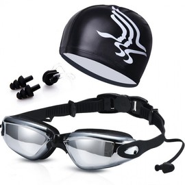 Men's Prescription Swimming Goggles - Waterproof, Anti-Fog, High-Definition, Professional Diving LF655 Transparent Pink Swim Cap 5ea
