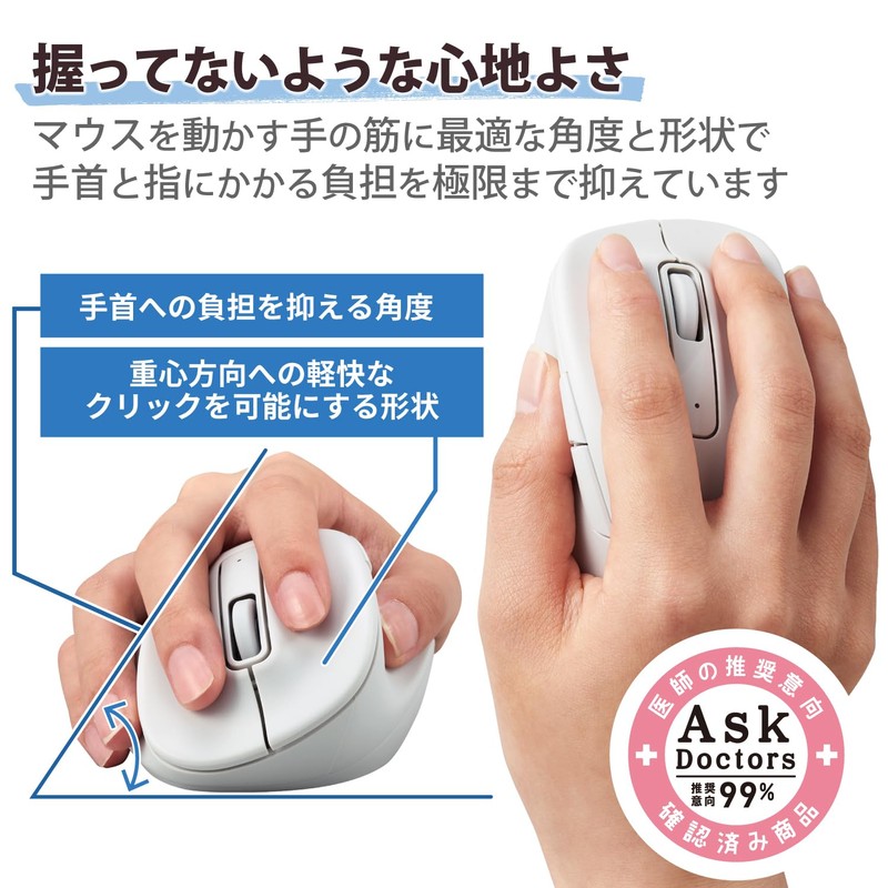 Elecom M-XGS30DBSKWH EX-G Wireless Mouse, 2.4 GHz, Silent, Small, 5