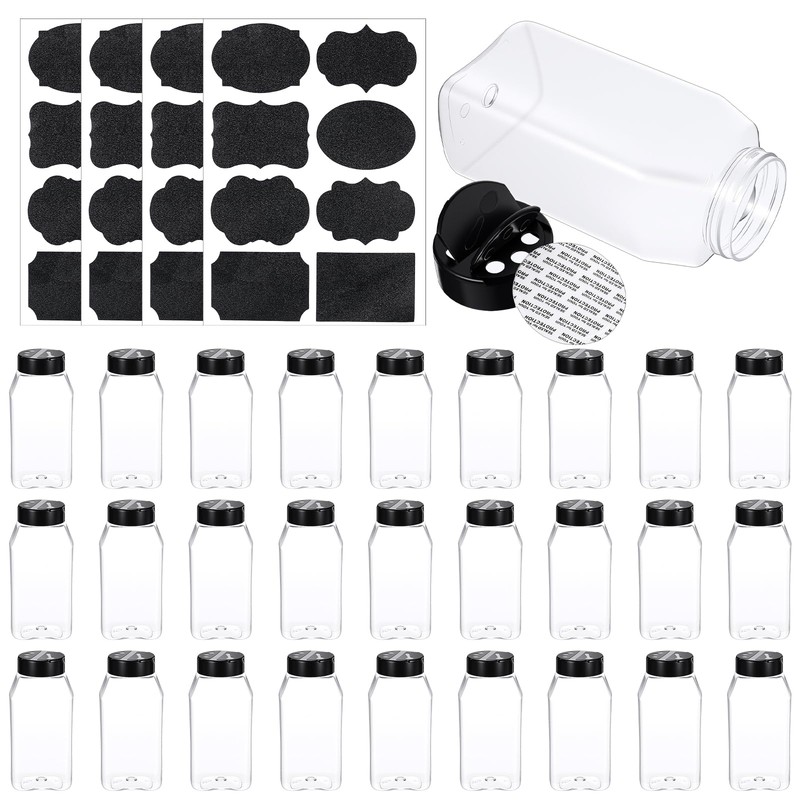 Molain 28 Pcs 16oz Plastic Spice Jars with Shaker Lids,