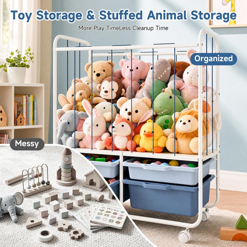 Toy Storage Organizer with 4 Drawers, Large Capacity Stuffed Animal