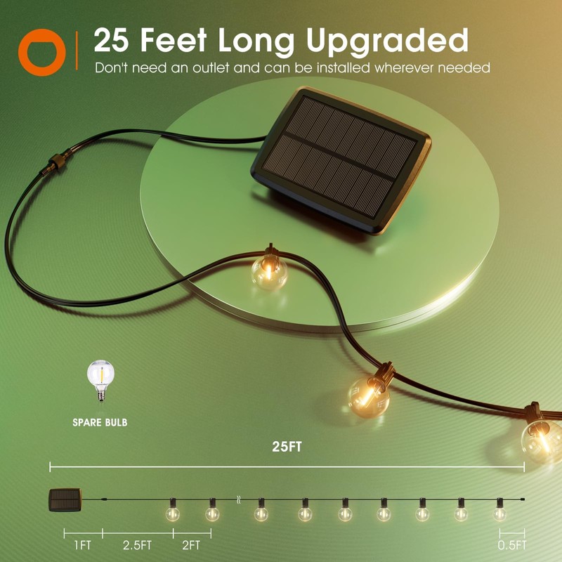 addlon 25FT Solar Powered Outdoor String Lights Waterproof with Remote,