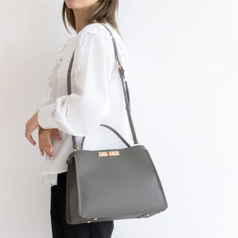 VITAFELICE One Handle 2-Way Shoulder Bag (M) Women inb-90028p, gray,