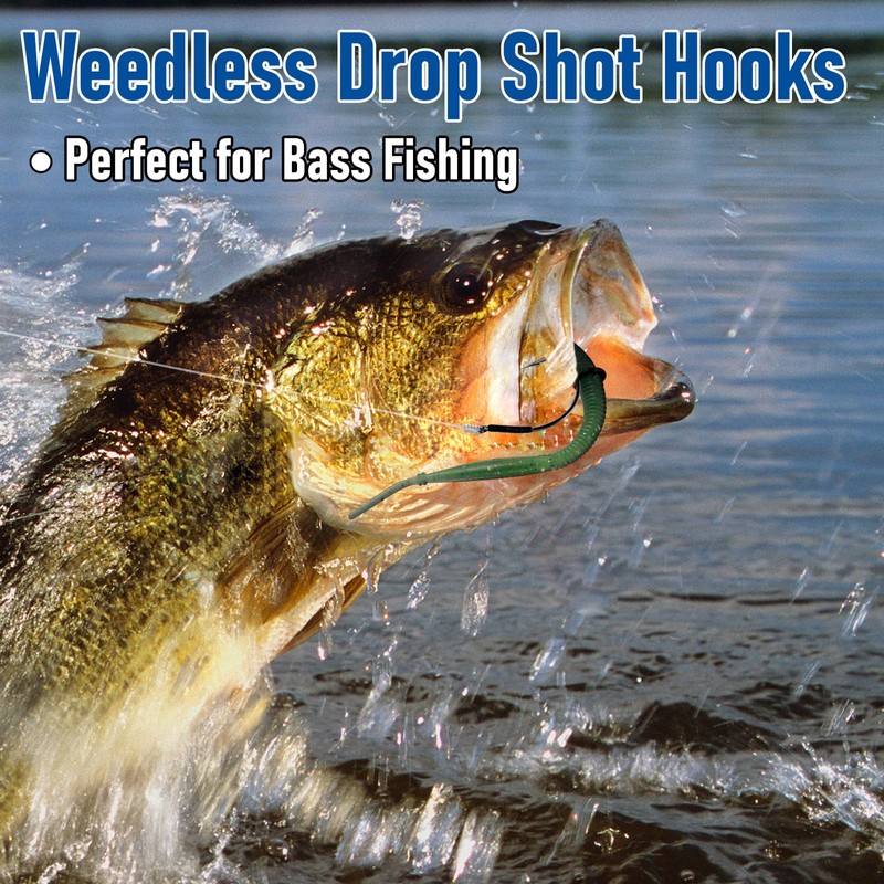 Dr.Fish 30 Pack Weedless Drop Shot Hooks Wide Gap Wacky