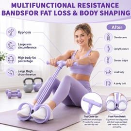Smart Foot Pedal Puller with Digital Counter, 6 Tubes Pedal Puller Resistance Band with Handles for Full Body Muscle Group Training, Yoga Training, Home Gym Training, Pedal Band (Purple)