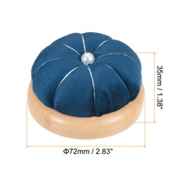 sourcing map Wooden Base Pin Cushion Japanese Style Cute Needle Holder Pincushions Round for Sewing Quilting Needlework DIY Crafts, Dark Blue
