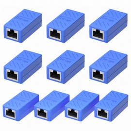 Dingsun Acoplador RJ45, acoplador en línea hembra a hembra Ethernet para Cat7/Cat6/Cat5/Cat5e Adaptador extensor de cable Ethernet (10 unidades, azul)