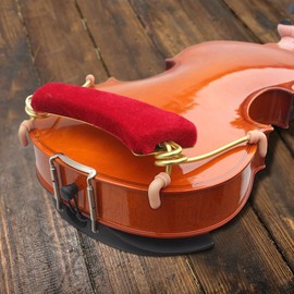 Violin Chin Rest, Red Aluminum Alloy Adjustable Fiddle Shoulder Rest with Spring Claws for 3/4 4/4 Violin