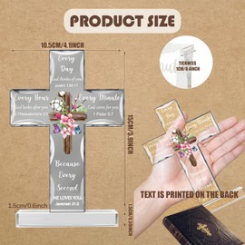 Hiagkmet Christian Gifts Acrylic Standing Cross Religious Inspirational Gifts with Bible Verse Gifts for Women Men Friends Mom Wife Friends Colleague