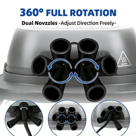 2Pack Wind Diverter for Ninja Crispi Air Fryer Heat, Dual Nozzles 360 Rotating Silicone Steam Diverter for Kitchen Cord Protection Custom Fit Circular Vent Exhaust Cover, black and blue