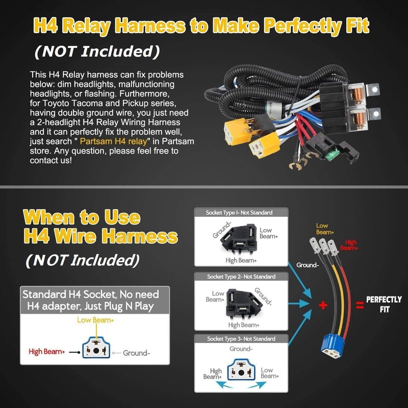 Partsam 2PCS Rectangle H6054 LED Headlights 5x7 7x6 Headlamp Hi/Low