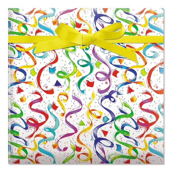 Happy Birthday Confetti Jumbo Rolled Gift Wrap - 23 Inches x 32 Feet (61 Square Feet Total), Peek-Proof, For Birthdays, Graduations, Baby Showers and More