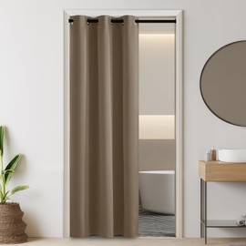 RYB HOME 100% Blackout Door Curtain for Doorway/Open Closet, Thermal Insulated Room Divider Drapes, Privacy Temporary Door for Bedroom/Kitchen/Laundry/Patio, Mocha, W34 x L80, 1 Panel
