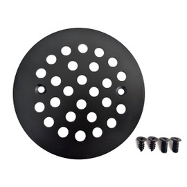 xumy Shower Drain Cover Round Matte Black Drain Strainer Screw in Shower Drainer Grates with Screws for Floor Bathroom (4 Inch)