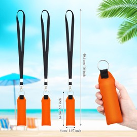 TecUnite Floating Neoprene Boat Keychain, 3 Pack Key Chain and Lanyard, Floatable Foam Key Fob for Water Sports (Orange,5.5 Inch)