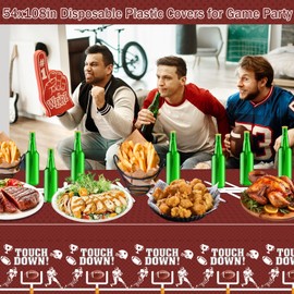JQSSHXB Football Party Decorations Tablecloth, Disposable Plastic Touchdown Table Cover for Birthday Party Football Party Games Tailgate Decoration 54 X 108Inch，2 Pack