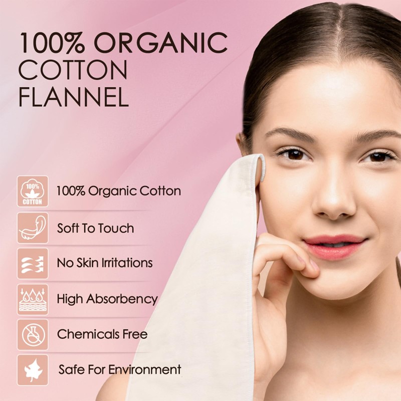 2Pcs Organic Cotton Flannel for Castor Oil Pack Wrap, Unbleached