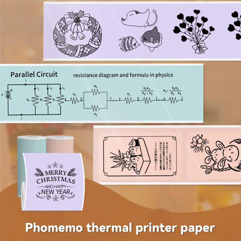 Phomemo Printer Paper for Sticker Printer, Thermal Paper for Inkless