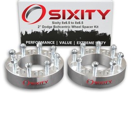 Sixity Auto 2 pc 2" 8x6.5 Wheel Spacers compatible with Dodge Ram 2500 9/16-18tpi 1.75in Studs Lugs