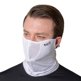 SUIGOLF KOREA UV Sun Protection Balaclava Half Face Mask - For Hiking, Running, Cycling & Outdoor Sports (Type B) (US, Alpha, Large, B-5 White)