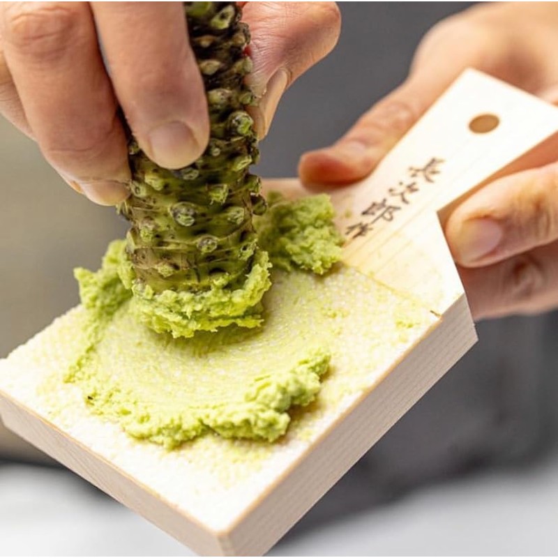 Traditional Japanese grater for wasabi and ginger (bamboo brush, large