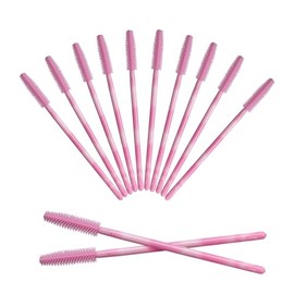 50Pcs Varita de Máscara de Silicona, Cepillos Desechables para Pestañas, Cepillo Suave para Pestañas para Extensiones de Pestañas (Rosa)