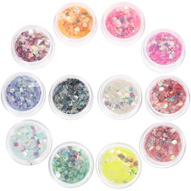 Lentejuelas Brillantes Cara y Uñas 12 Colores Gel de Purpurina Corporal Noche para Maquillaje de Festival y Fiesta Efecto Luminoso Seguro para Tejido