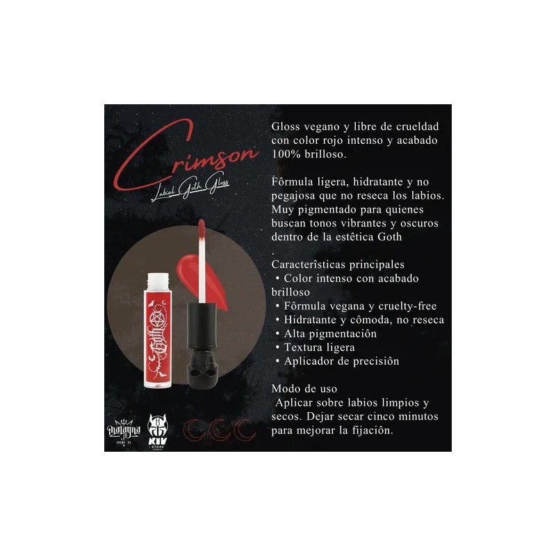 Gloss Malagna Rojo Vegano Crimson Labial Ultrapigmentado