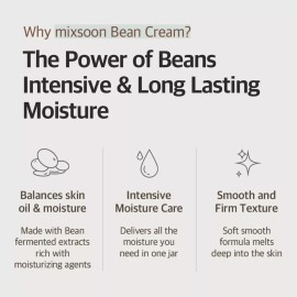 Mixsoon Vegansnail Crema Facial Hidratante, extracto de Frijoles, Uso Día y Noche, 50ml