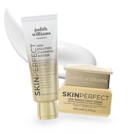 Judith Williams Cosmetics SkinPerfect Night-Set – Nachtpflege Set 2-teilig – AHA Reinigungsschaum & Reboot Nachtcreme – Anti-Aging Pflege bei müder Haut & großen Poren – 450 ml