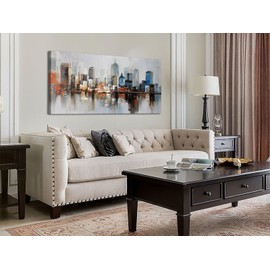 Arjun Canvas Wall Art Prints Modern Abstract Cityscape Brooklyn Bridge Painting Str...