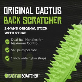 Cactus Scratcher Original Back Scratcher - 2-Sided Back Scratching Tool for Hard-to-Reach Area, Durable 45" Strap with Ball Handles for Towel Like Operation, Universal Gifts for Men and Women, Green