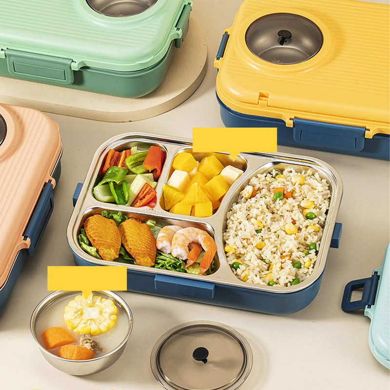 Bento Box 4 Compartments 1200ml 304 Stainless Steel Insulated with