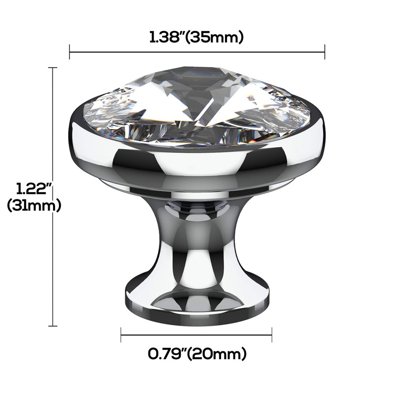 Alzassbg 6 Pack Clear Crystal with Nickel Plated Base Cabinet