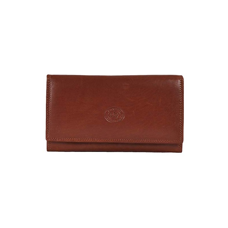 Ladies Soft Real Nappa Leather Long Flap-over Purse with Inner