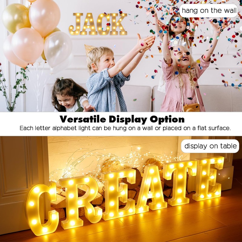 DyingSwan Led Light Up Letters, 26 Alphabet Marquee Letter Lights,
