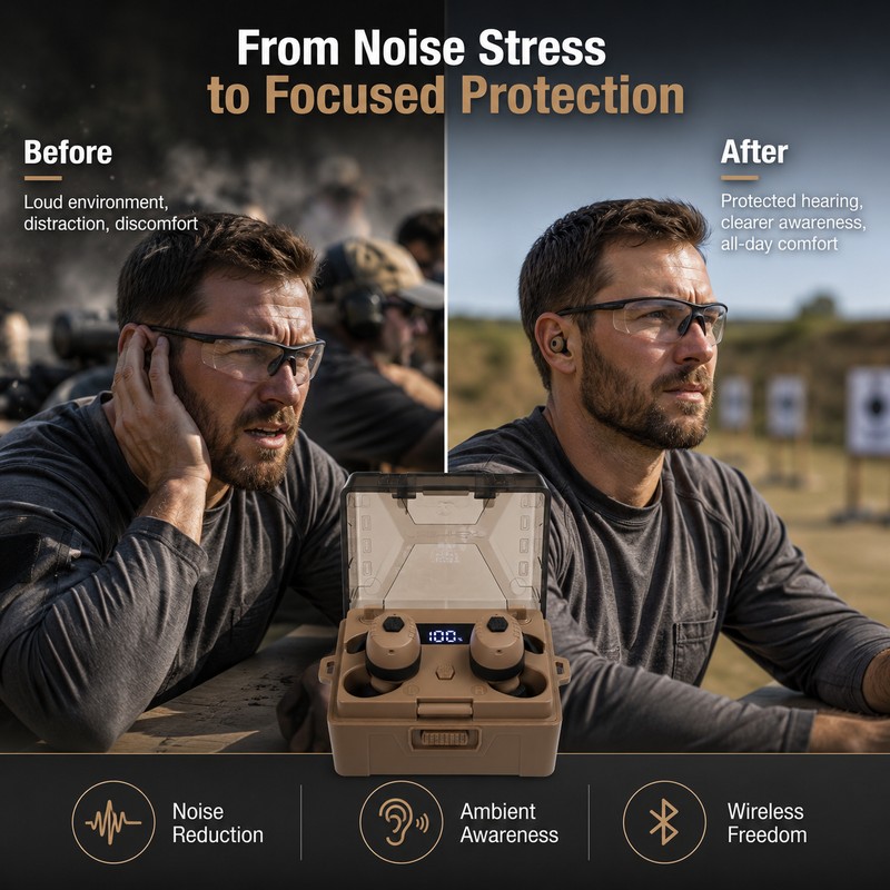 Bluetooth Electronic Shooting Earbuds for Range Use – Rechargeable In-Ear