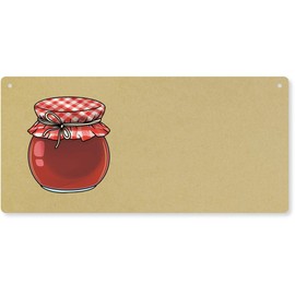 Azeeda 'Rundes Marmeladenglas' Groß Holzwand Plakette/Türschild (DP00066724)