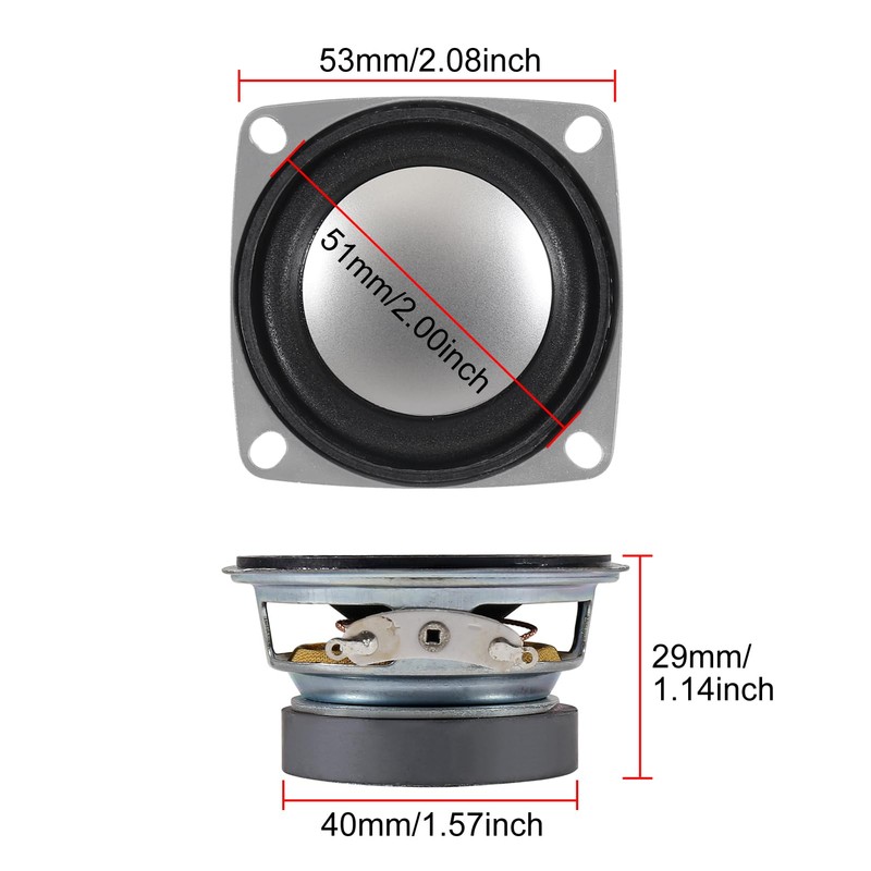 AITRIP 2PCS 2" 4Ohm 3W Full Range Audio Speaker Stereo