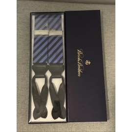 Brooks Brothers Suspenders Men's Braces Black Blue Leather Adjustable MSRP $148