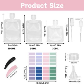 24 Pcs Travel Pouches for Toiletries Liquid, Lightweight Portable Containers for Toiletries, Leakproof Refillable 30ml/50ml/100ml Liquid Bag for Shampoo Conditioner Lotion Hand Soap