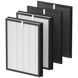 AP-B102 HEPA Replacement Filter Set Compatible with Alexapure Breeze AP-B102 and 3049 Air Purifier, Replaces Part # AP-B103(HEPA Filter) and #AP-B104(Carbon Filter), 2 HEPA + 2 Carbon Filters
