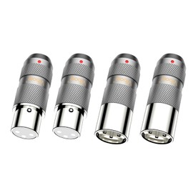 Viborg 2 Male XLR Male 3-Pin Adapter XLR Solder Connection + 2 Female Coupling Female Cable Assembly Microphone Plug Pure Copper Rhodium Plated Pack of 4